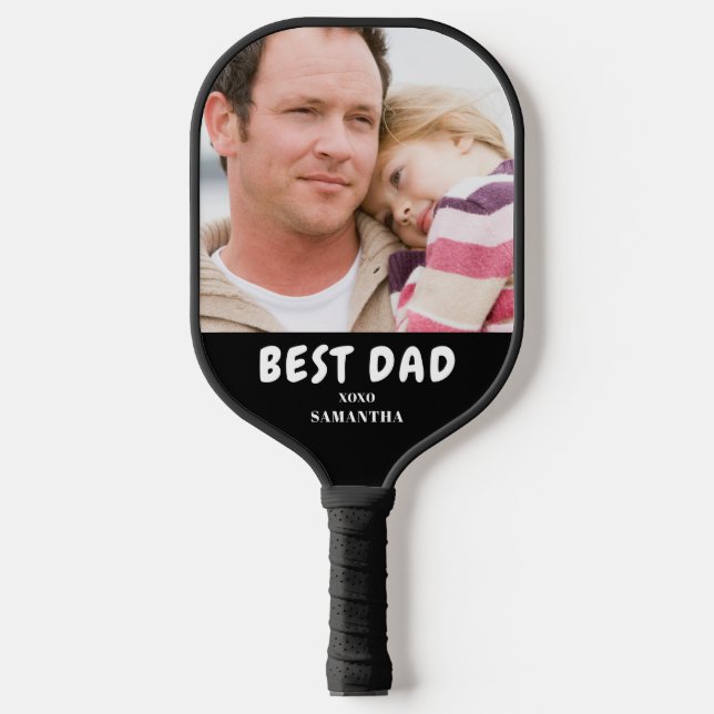 Best Dad Photo Name  Pickleball Paddle (Front)