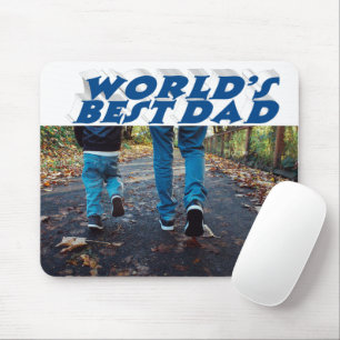 Best Dad photo sea blue 3d text Mouse Pad