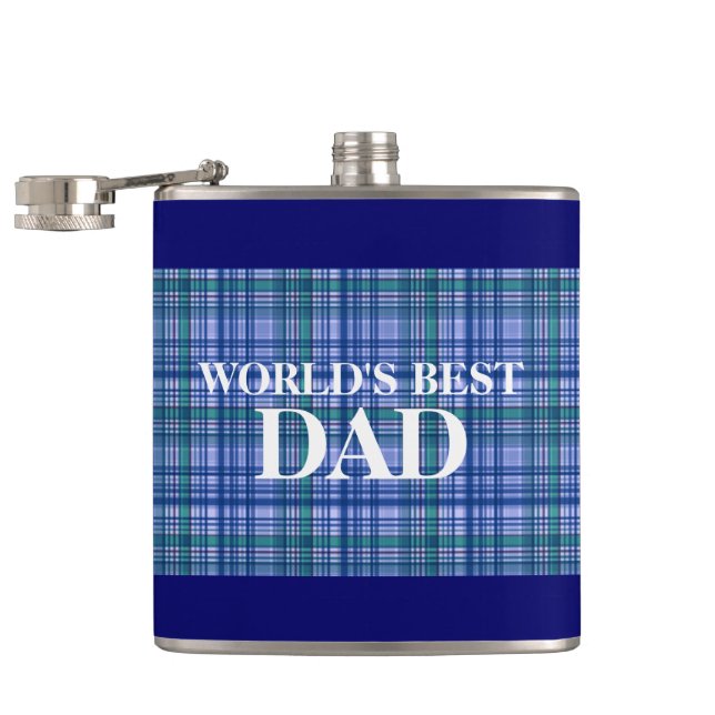 Best dad plaid scottish stripes hip flask (Opened)