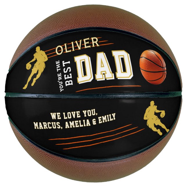 Best Dad Player Silhouette Father Keepsake Basketball (Front)