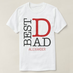 Best Dad Red Black Glitter Name Personalized T-Shirt