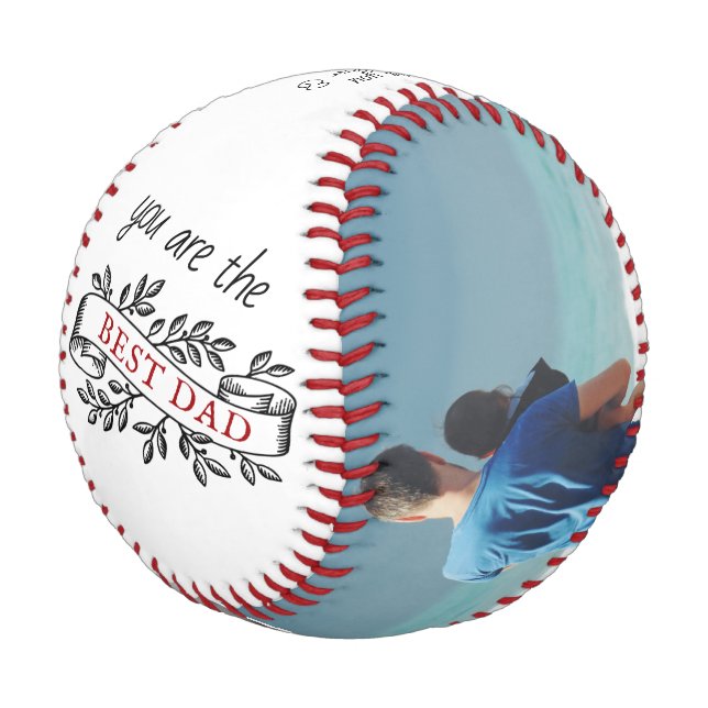 Best Dad Ribbon Father`s Day Photo Collage Baseball (Angled)