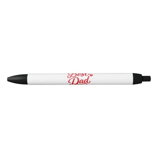 Best Dad Script Red Heart Black Ink Pen (Front)