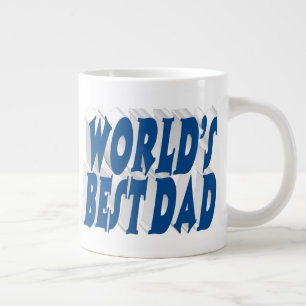Best Dad sea blue 3d text Large Coffee Mug