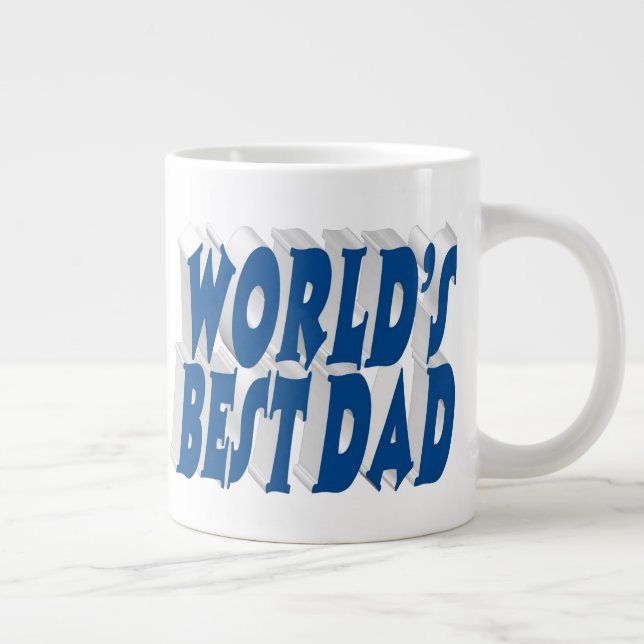Best Dad sea blue 3d text Large Coffee Mug (Right)