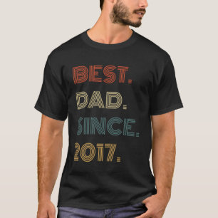 Best Dad Since 2017 Clothes  for Him Men Retro Vin T-Shirt