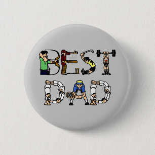 Best Dad Sports Fun Text 2 Inch Round Button