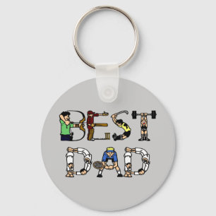 Best Dad Sports Fun Text Keychain