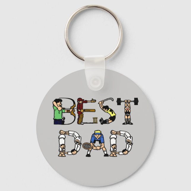 Best Dad Sports Fun Text Keychain (Front)