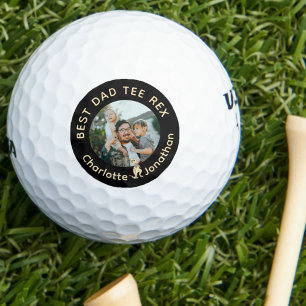 Best Dad Tee Rex Custom Photo Funny Golf Balls