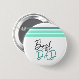 Best Dad Turquoise Modern Typography Father`s Day 2 Inch Round Button