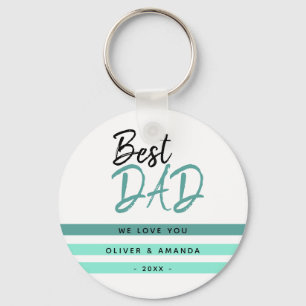 Best Dad Turquoise Typography Father`s Day Keychain