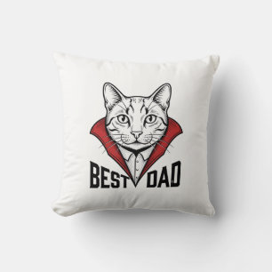 Best Dad Vampire Cat Vintage Engraving Design_1 Throw Pillow