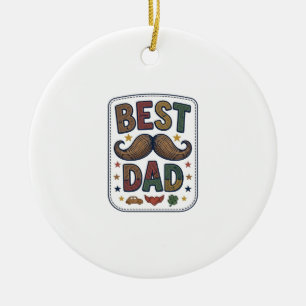 Best Dad Vintage Moustache Vector Father Design_1 Ceramic Ornament