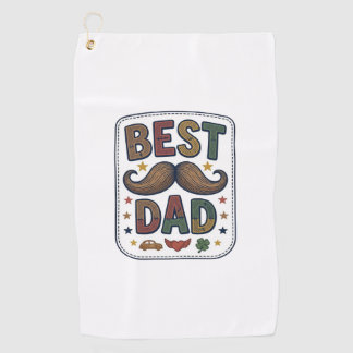 Best Dad Vintage Moustache Vector Father Design_1 Golf Towel