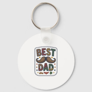 Best Dad Vintage Moustache Vector Father Design_1 Keychain