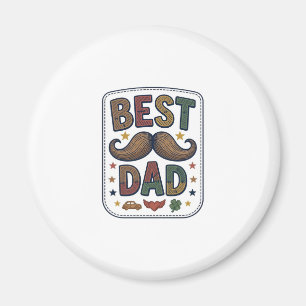 Best Dad Vintage Moustache Vector Father Design_1 Magnet