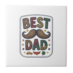 Best Dad Vintage Moustache Vector Father Design_1 Tile
