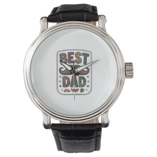 Best Dad Vintage Moustache Vector Father Design_1 Watch