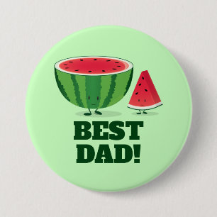 Best Dad Watermelon Fruit Food Cartoon 3 Inch Round Button