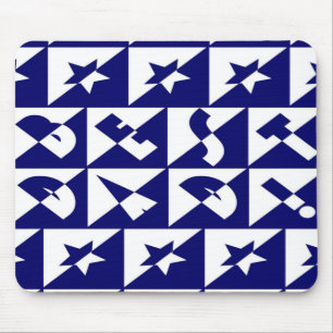 Best Dad Wild Text Pattern & Stars Blue & White Mouse Pad