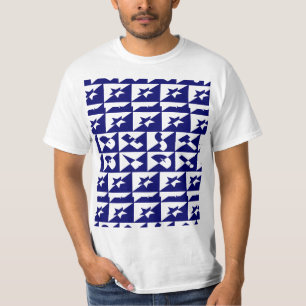 Best Dad Wild Text Pattern & Stars Blue & White T-Shirt