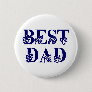 Best Dad with Flags Blue Text 2 Inch Round Button