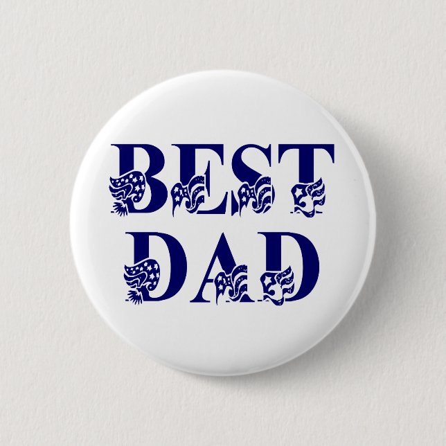 Best Dad with Flags Blue Text 2 Inch Round Button (Front)
