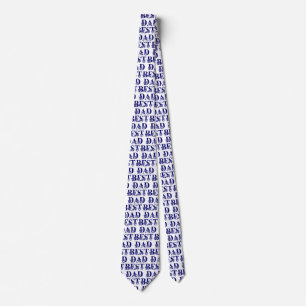 Best Dad with Flags Blue Text Tie