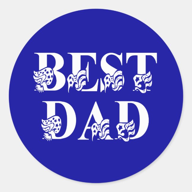 Best Dad with Flags White Text Classic Round Sticker (Front)