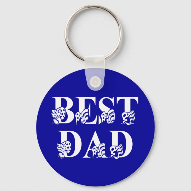 Best Dad with Flags White Text Keychain (Front)