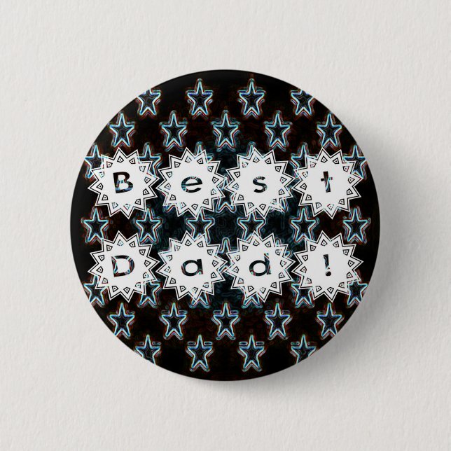 Best Dad with Neon Stars 2 Inch Round Button (Front)