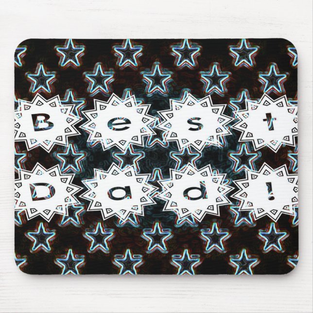 Best Dad with Neon Stars Mouse Pad (Front)