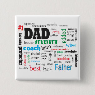 Best Dad Word Cloud 2 Inch Square Button