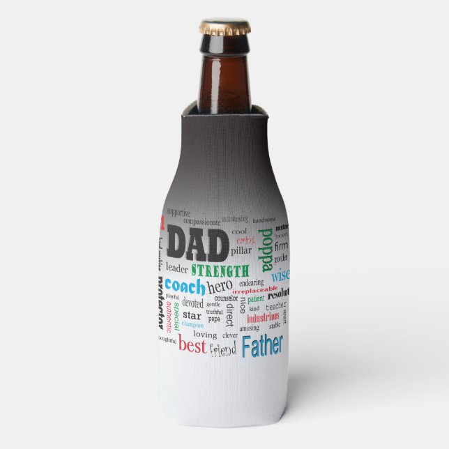 Best Dad Word Cloud Bottle Cooler (Bottle Front)