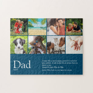 Best Daddy, Dad, Father Definition 6 Photo Blue Jigsaw Puzzle