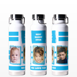 Best daddy ever 3 photos love you white blue water bottle