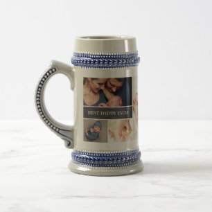 Best Daddy Ever 5 Photo Collage Father's Day Beer Stein
