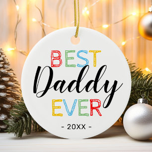 Best Daddy Ever Christmas Photo Ceramic Ornament