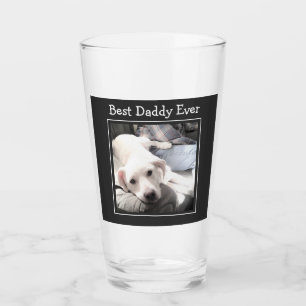 Best Daddy Ever Cute Puppy Dog Photo Grey Glass