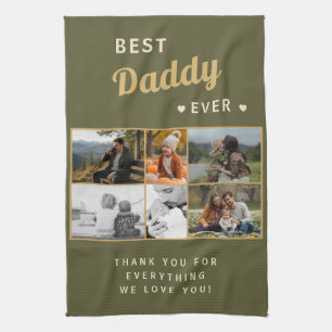 Best Daddy Ever Family Father's Day 6 Photo Kitchen Towel