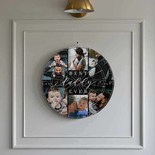Best Daddy Ever | Father's Day 6 Photo Collage Dartboard (Best Daddy Ever | Father's Day 6 Photo Collage Dart Board)