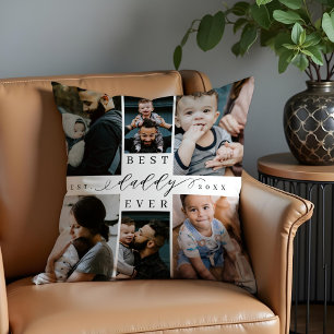 Best Daddy Ever   Father's Day 8 Photo Collage Throw Pillow