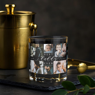 Best Daddy Ever Father's Day 8 Photo Collage Whiskey Glass