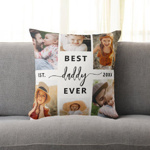 Best Daddy Ever - Father's Day Photo Collage Throw Pillow