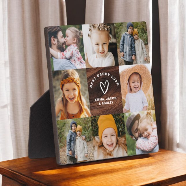 Best Daddy Ever Father's Day Wood Grain Photo Plaque (Creator Uploaded)