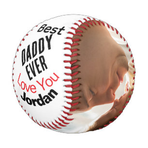 Best Daddy Ever Modern Personalized 2 Photo Baseball