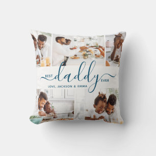 Best Daddy Ever  Photo Collage Father's Day Gift Throw Pillow