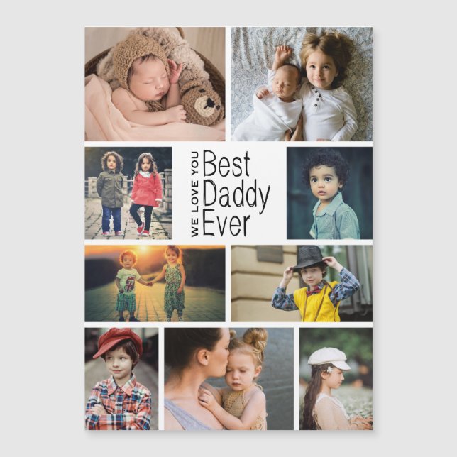 Best Daddy Ever Photo Collage Magnetic Card (Front)