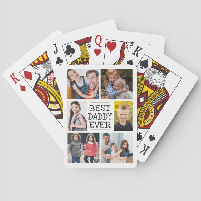 Best Daddy Ever Photo Collage Playing Cards (Back)